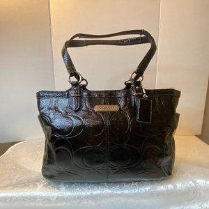 Coach  Black Gallery Embossed Patent Leather Tote Shoulder Bag Handbag